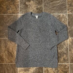 L.L. Bean Women's Cotton Crewneck Sweater Dark Navy White Size Medium M